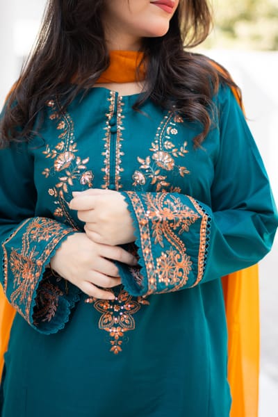 Teal Embroidered Suit_img_3