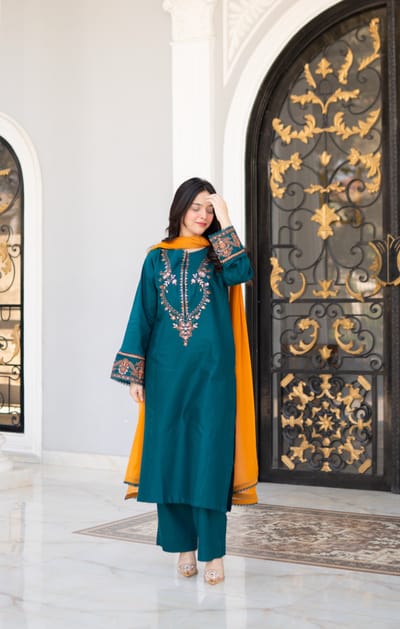 Teal Embroidered Suit_img_0